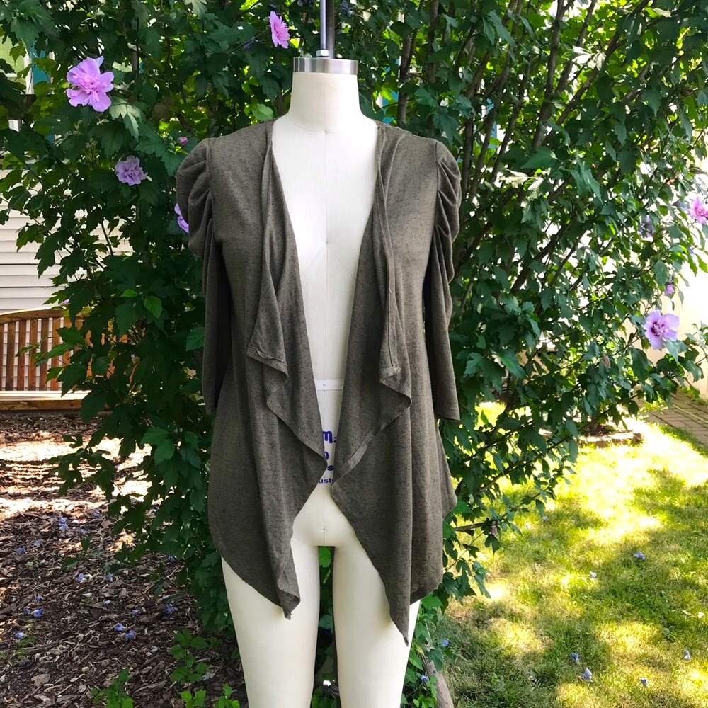Drapey Olive Green Lightweight Crochet Cardigan